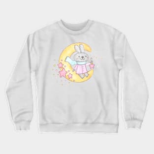 Cute watercolor bunny on the moon Crewneck Sweatshirt